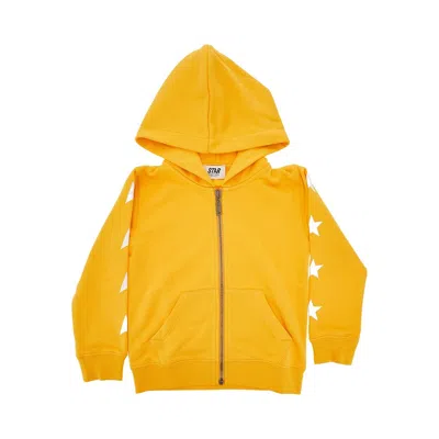 Golden Goose Stars Print Full-zip Hoodie Kids In Orange