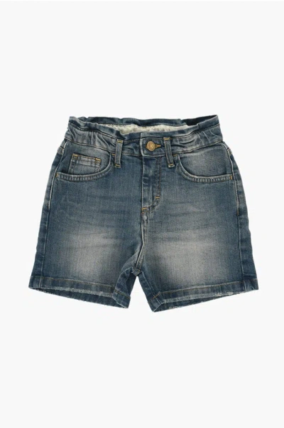 Golden Goose Stonewashed Journey Shorts With Hert Shaped Pocket In Blue