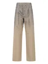 Golden Goose Straight-leg Pants With Gradient Crystal Embellishment In Brown