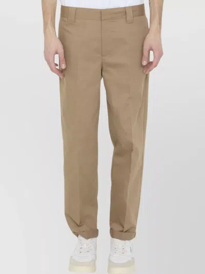 Golden Goose Straight-leg Cotton Blend Trousers In Neutral