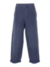 Golden Goose Blue Cotton Trousers With Splash Details In Blue