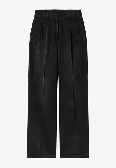 Golden Goose Flavia Stone-washed Cotton Trousers In Black