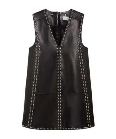 GOLDEN GOOSE WOMENS BLACK NAPPA LEATHER DRESS WITH STUDS