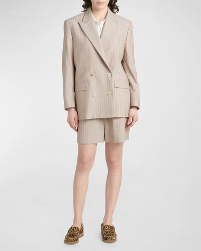 Golden Goose Stripe Jacquard Double-breasted Blazer In Almondine