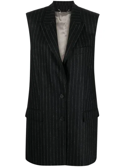 Golden Goose Stripe-pattern Peak-lapels Gilet In Grey