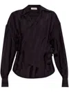 Golden Goose Striped Collared Wrap Top In Black