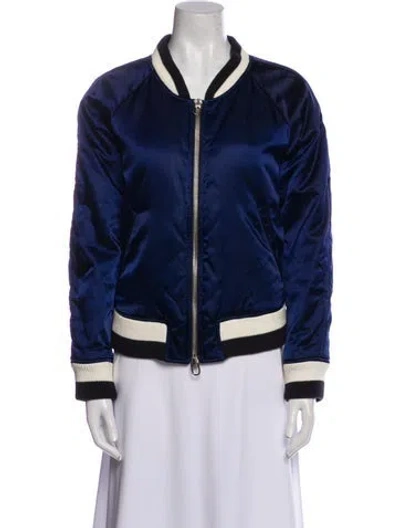 Pre-owned Golden Goose Striped Bomber Jacket In Blue