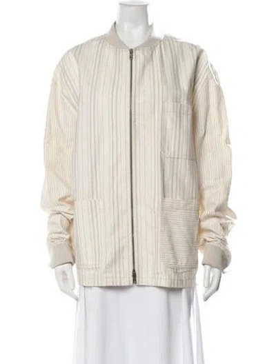 Pre-owned Golden Goose Striped Bomber Jacket In Neutrals