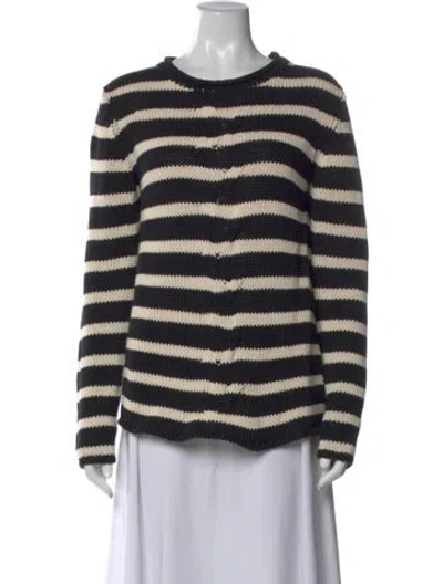 Pre-owned Golden Goose Striped Crew Neck Sweater W/ Tags In Black