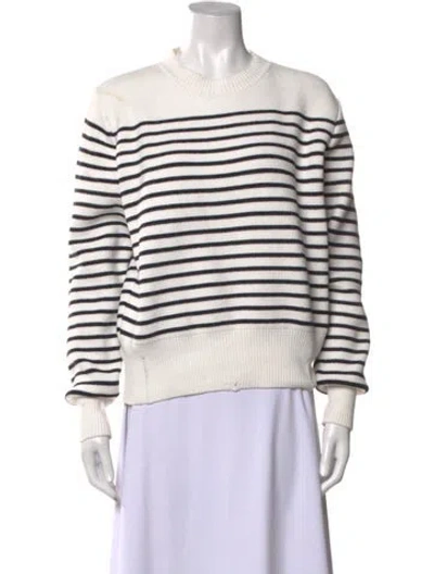 Pre-owned Golden Goose Striped Crew Neck Sweater In White
