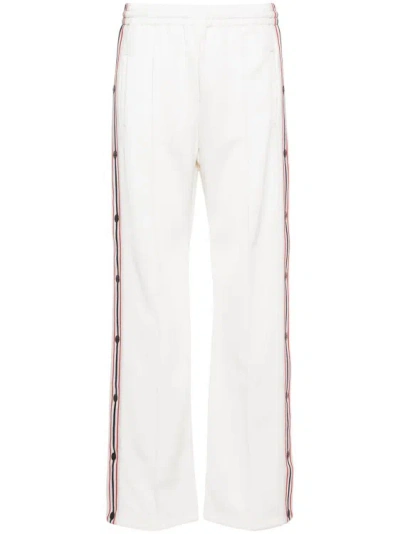 Golden Goose Striped Ecru Trousers In White