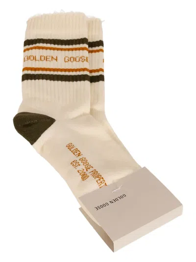 Golden Goose Striped Frayed-edge Socks