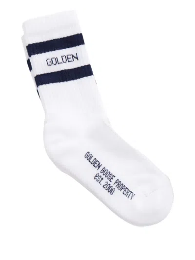 Golden Goose Babies' Striped Logo Socks In White