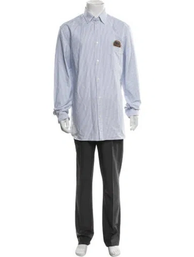 Pre-owned Golden Goose Striped Long Sleeve Dress Shirt In Blue