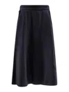 Golden Goose Striped Midi Skirt In Virgin Wool In Black