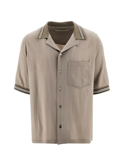 Golden Goose Pinstriped Wool-blend Shirt In Neutral