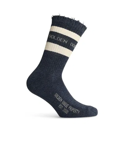 Golden Goose Striped Socks In Black