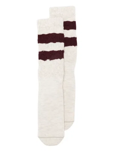 Golden Goose Striped Socks In Neutral