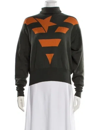 Pre-owned Golden Goose Striped Turtleneck Sweater In Green