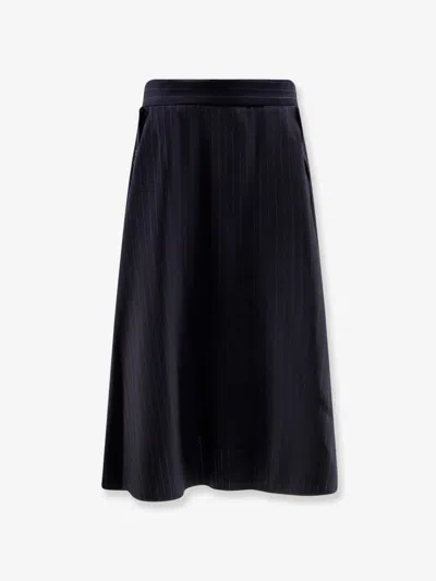 Golden Goose Deluxe Brand Women Striped Virgin Wool Midi Skirt In Blue