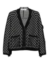 Golden Goose Journey W's Olidia Knit Cardigan Fringe Wool Herringbone Jacquard Knitwear Black In Black