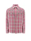 Golden Goose Deluxe Brand Men Strong Check Cotton Shirt With Metal Details In Pink
