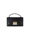 Golden Goose Structured Black Leather Handbag With Gold-tone Logo Plaque In Black