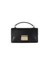 Golden Goose Structured Black Leather Handbag With Gold-tone Logo Plaque In Black