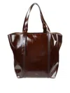 Golden Goose Structured Dark Brown Leather Tote Bag With Polished Finish In Brown