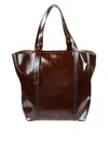Golden Goose Structured Dark Brown Leather Tote Bag With Polished Finish In Brown