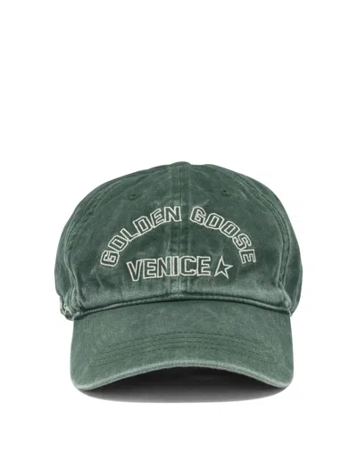 Golden Goose Structured Embroidered Logo Baseball Cap For Women With Adjustable Back Buckle In Green
