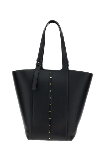Golden Goose Structured Leather Shoulder Bag With Adjustable Handles And Metal Accents In Black