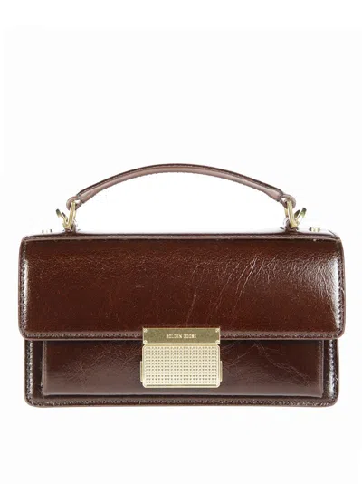 Golden Goose Structured Shiny Brown Handbag With Gold-tone Hardware