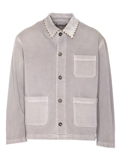 GOLDEN GOOSE STUD-EMBELLISHED DENIM SHIRT