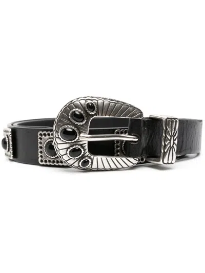 Golden Goose Stud-embellished Leather Belt In 黑色