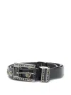 Golden Goose Stud-embellishment Leather Belt In Burgundy