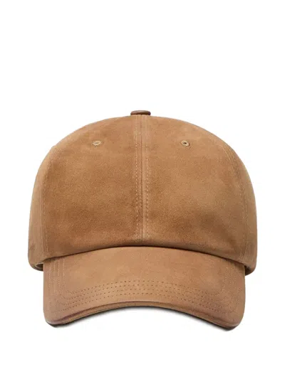 Golden Goose Beige Waxed Suede Journey Baseball Cap In Brown