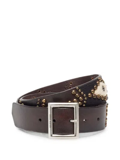 Golden Goose Studded Belt In Brown