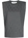 Golden Goose Sleeveless T-shirt With Diamond Pattern And Subtle Embellishments In Grey