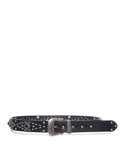 Golden Goose Studded Leather Belt In Orange