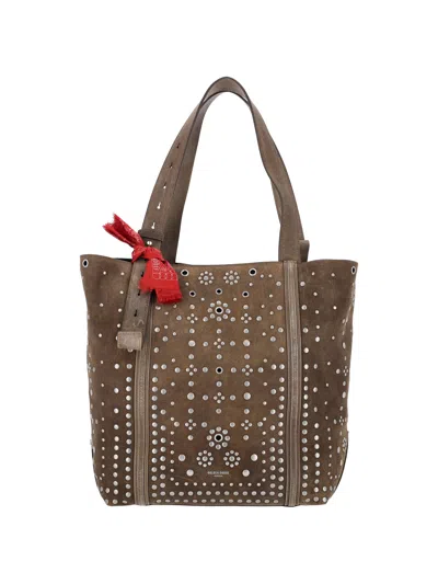 Golden Goose Studded Leather Tote Bag In Taupe