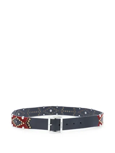 Golden Goose Studded Pony-hair Belt In Black