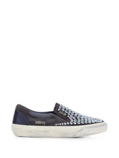 Golden Goose Stud-embellished Leather Sneakers In Brown