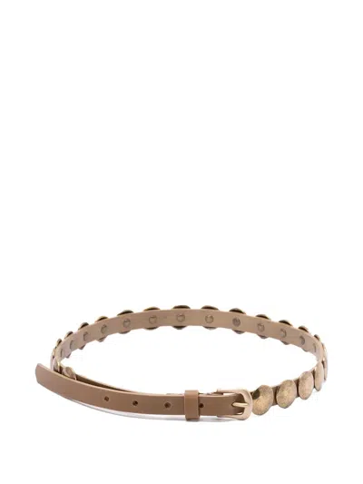 Golden Goose Studs-embellishment Leather Belt In Gold
