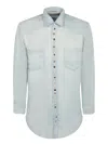Golden Goose Golden Collection Bleached Denim Shirt In Blue