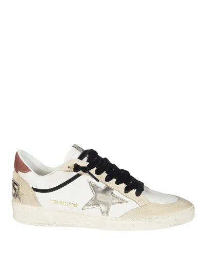Golden Goose Ball Star Leather Upper Suede Toe And Spur Laminated Star Waxed Suede Heel Sneakers White