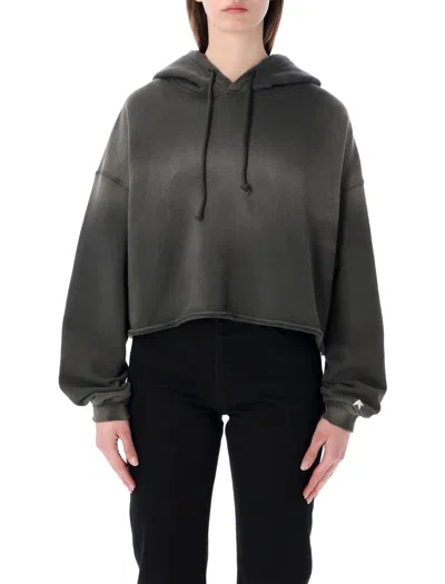 Golden Goose Hooded Cropped Sweatshirt Long Sleeves Drawstring In Green
