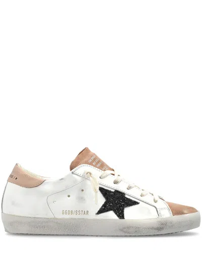 Golden Goose Stylish Leather Sneakers In Milkpindrk