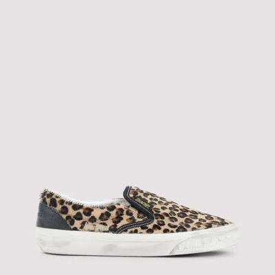 Golden Goose Brown Low Top Sneakers With Embossed Logo On The Heel And All-over Leopard Motif In Leather Woman