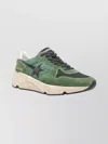 Golden Goose Running Sole Nylon And Net Upper Suede Toe And Spur Printed Star Nappa Heel Sneakers Green In Green